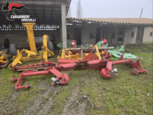 Vercelli, i carabinieri recuperano 10mila euro di refurtiva agricola refurtiva agricola